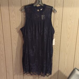Skylar + Jade Dress Womens Medium Darkest Indigo‎ Lace Halter Sleeveless NEW